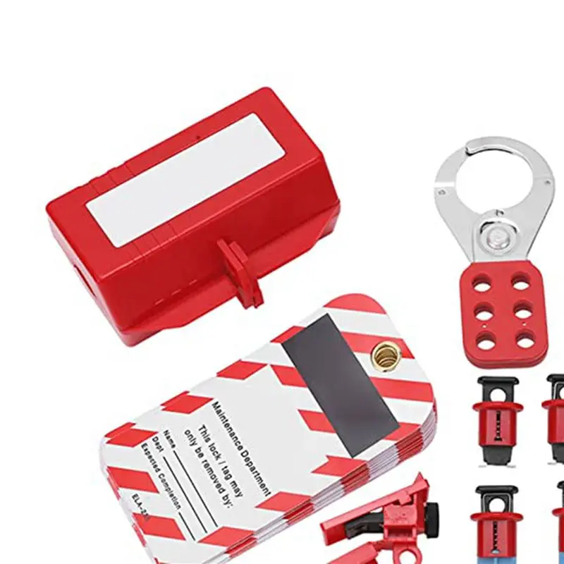 A95I Lockout Tagout Kit 3 Sets Electrical Circuit Breaker Safety Padlock Hasps for Industrial Workplace