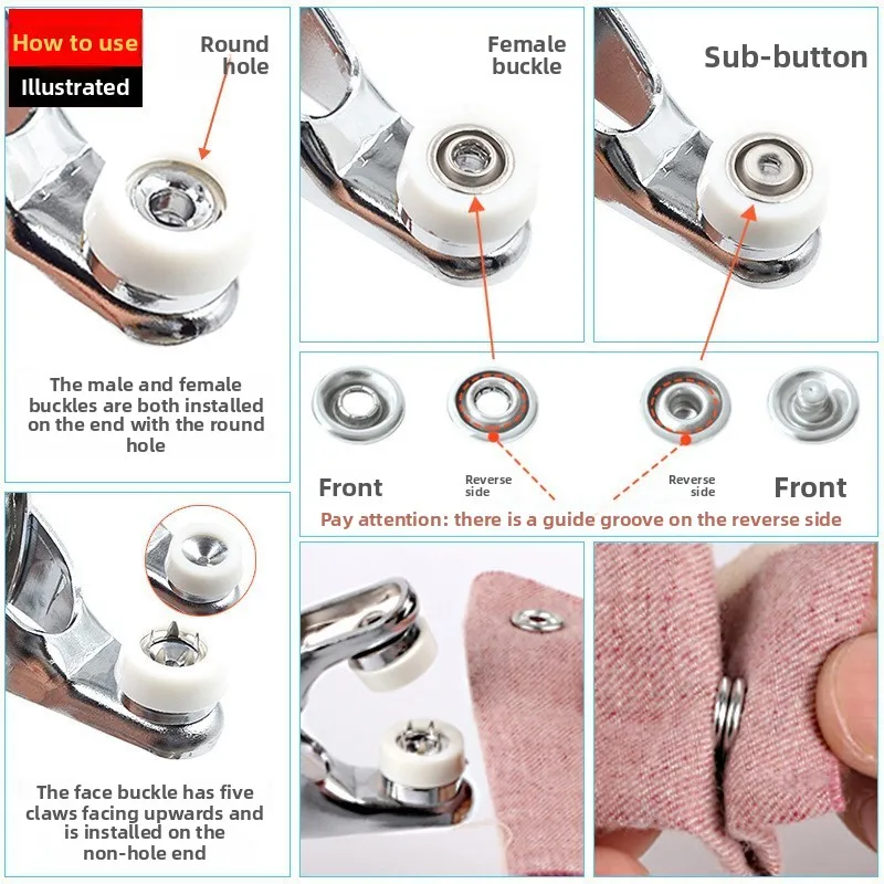 مجموعة مشبك مخلب، مشبك معدني غير مرئي لملابس وأحذية الأطفال، أداة زر كبس لحقيبة الأحذية وحزام الثقب #2