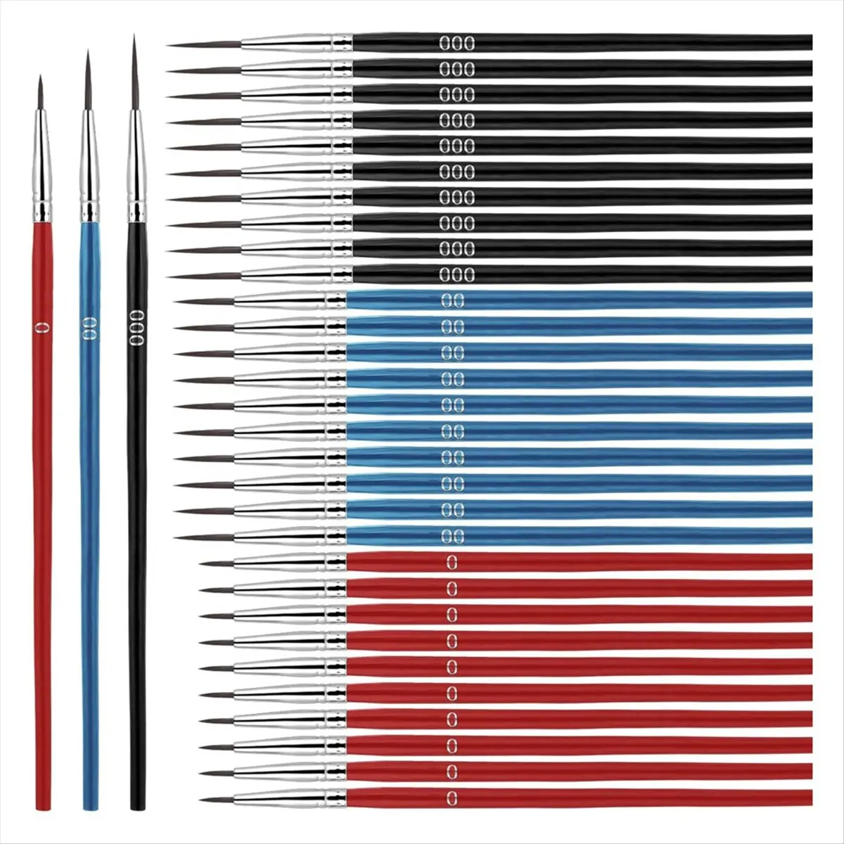 ABZT 30pcs Detail Brushes, Fine Tip Paint By Number Brushes, 3 Sizes 0 00 00, Model Crafts Painting B