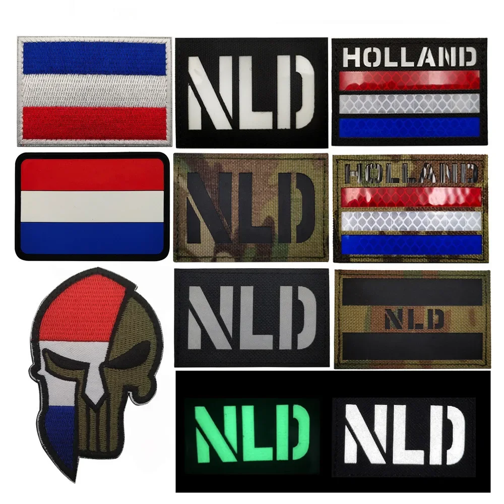 NLD The Netherlands Flag Hook Loop IR Patches Holland National Emblem Dutch Tactical Sticker