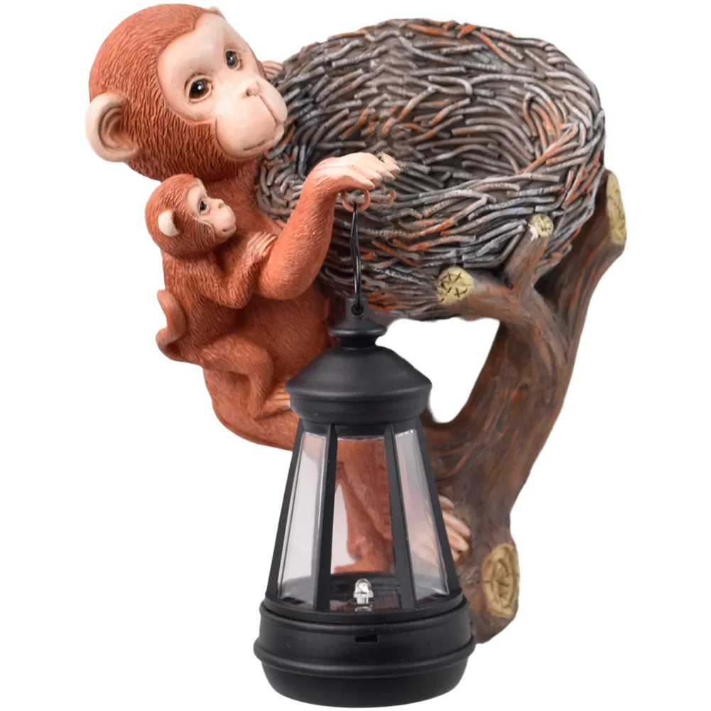 Fence Decoration Solar Monkey Light Charming Animal Motif Weather Resistant Resin Soft Yellow Glow For Night Illumination