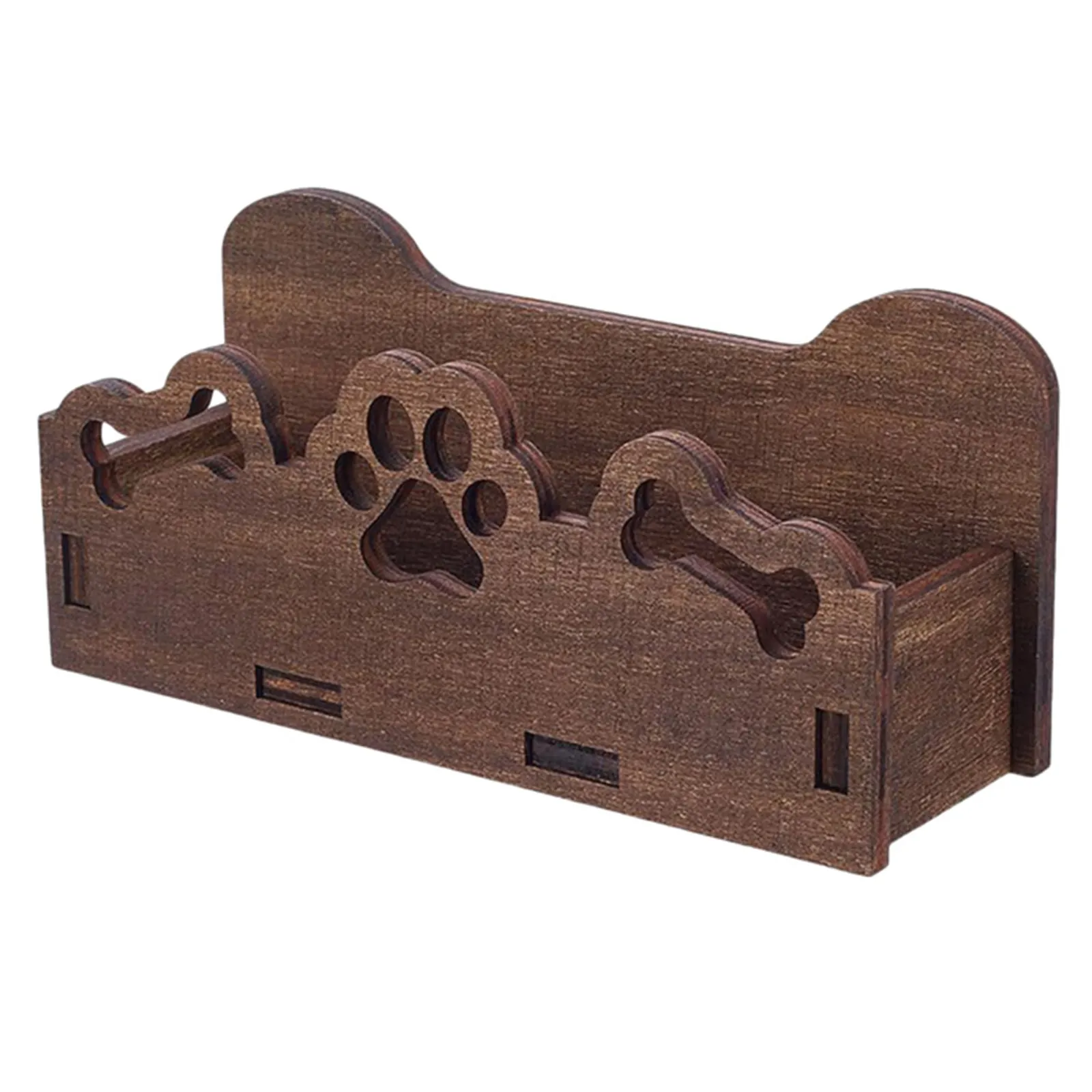 Dog Paw Business Card Holder Wooden Desk Card Display Stand Rustic Paw Print Organizer 5x2.4x1.6 Vet Office Pet Salon Desk