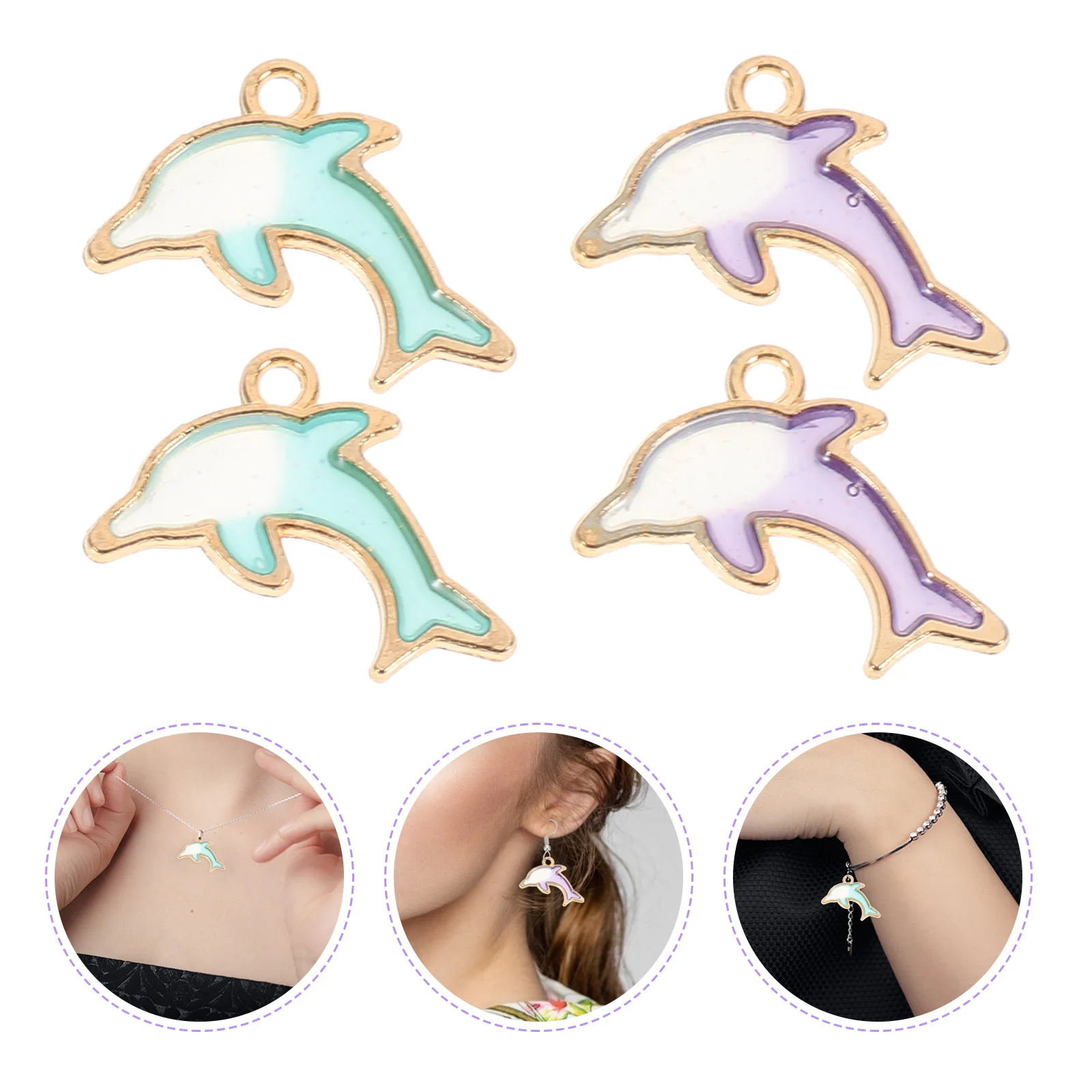 

20 Pcs Dolphin Jewelry Charms Craft Accessories Marine nament Necklace Pendant Two Color Zinc Alloy DIY Materials