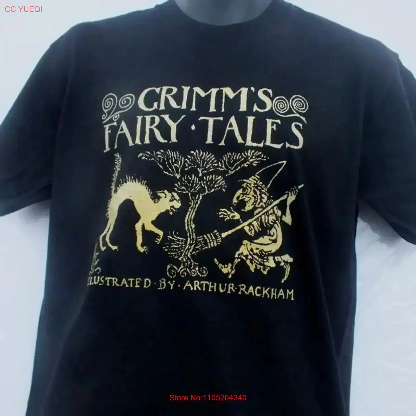 GRIMMS FAIRY TALES T SHIRT vintage Washed designer clothes Versatile graphic streetwear Unisex Slightly fashion homme Casual