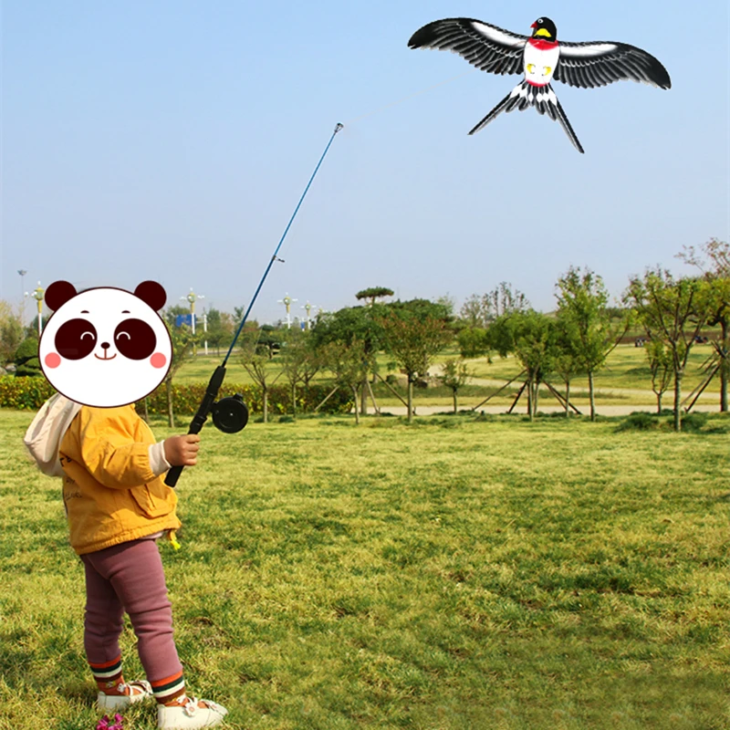 Free shipping 5pcs fishing rod line outdoor toys for kids kite animal kites flying children kites reel windsock fun fish kites