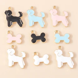 10Pcs New Cute Enamel Dog Bone Charms Lovely Animal Charms for Earrings Bracelet Necklace Pendant Handmade Jewelry Making DIY