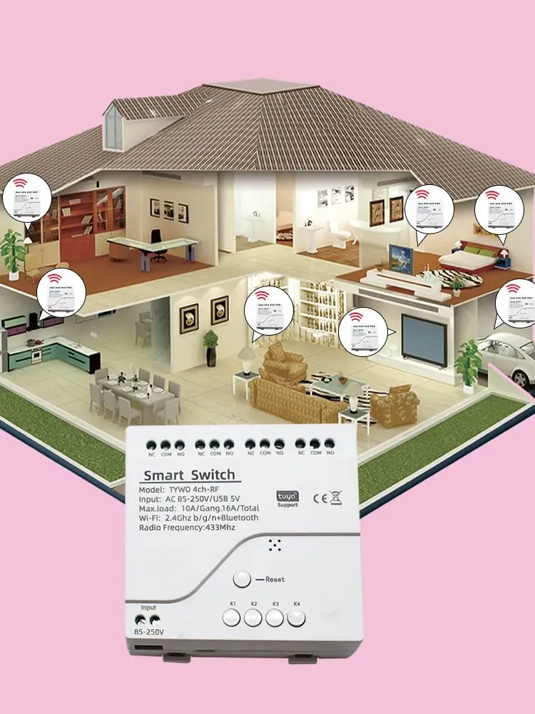 Tuya Smart Wifi Motor Schalter Modul 12V 24V 32V 220V RF 433 Radio Fernbedienung 4 kanäle Tipp Relais für Alexa Google Hause