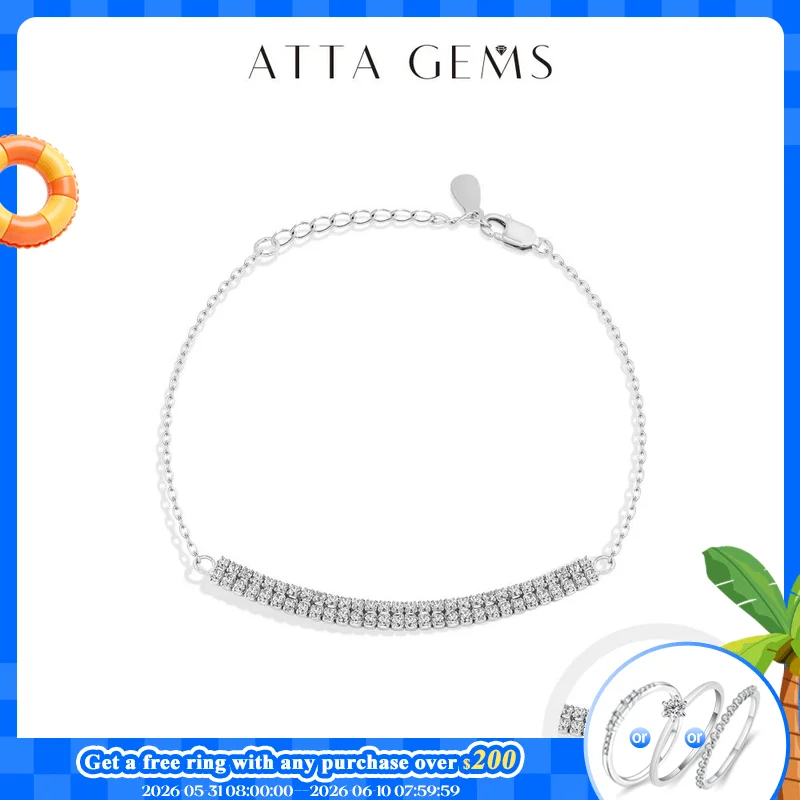 

ATTAGEMS New Double Layer Zircon Bracelets S925 Silver Tennis Bracelet Adjustable 16+3cm For Women Sparkling Daily Wear Jewelry