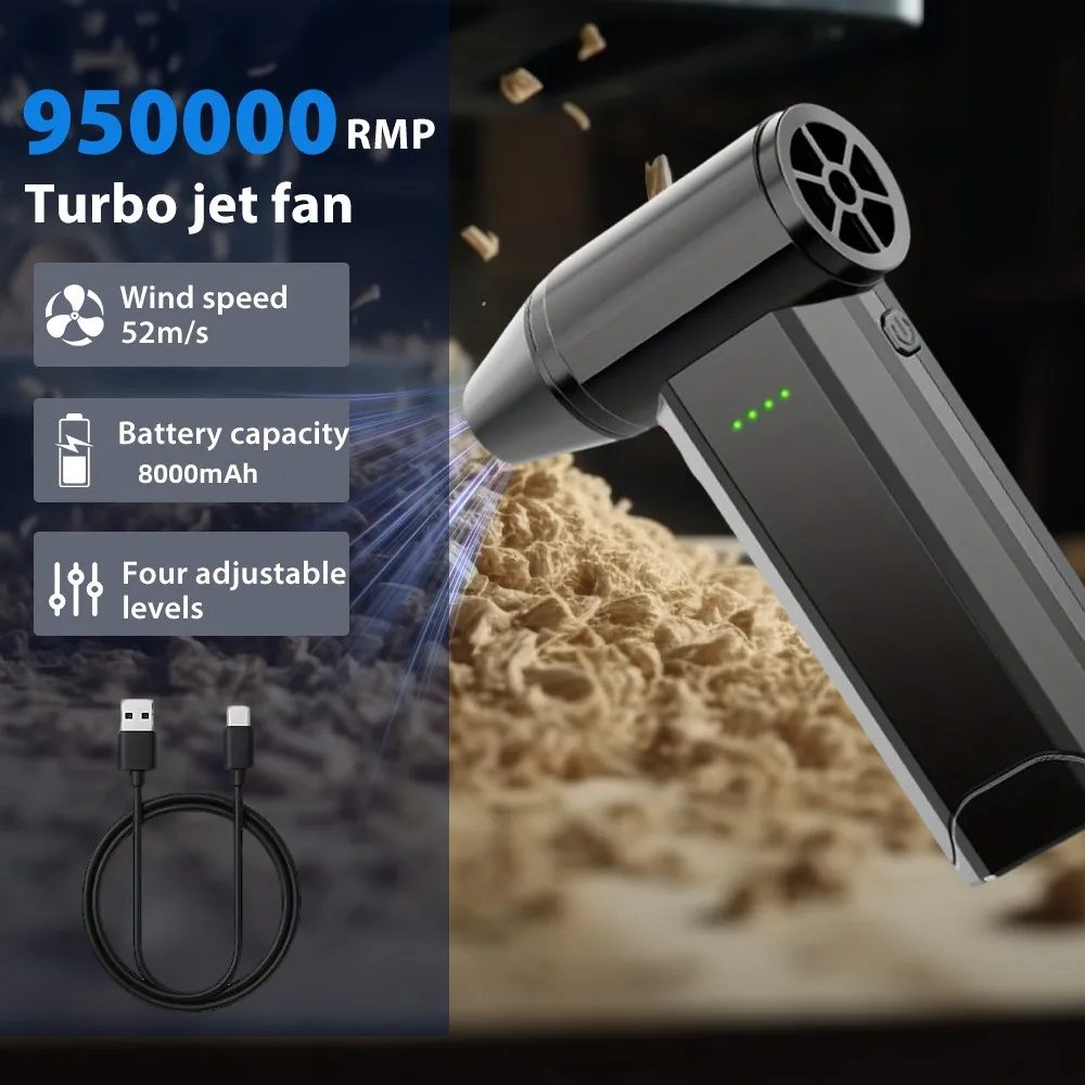 

Пылесос со сжатым воздухом, перезаряжаемый турбовентилятор, 950000 об/мин, бесщеточный двигатель, беспроводной электрический очиститель клавиатуры