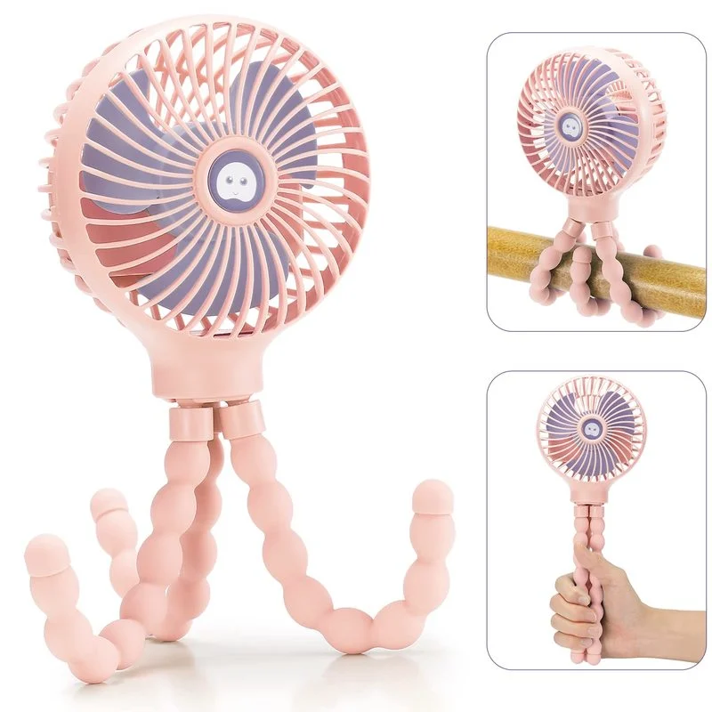 Baby Stroller Fan Portable Mini  Fan 600mAh Summer Outdoor Car Quieter Mobile Usb Rechargeable Air Cooler Cart Octopus Fan