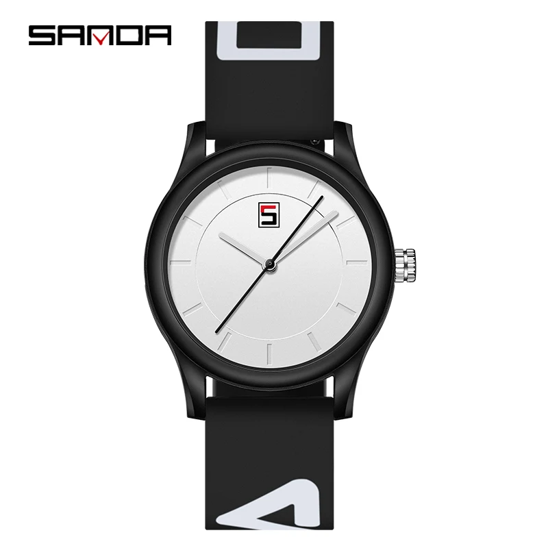 Orologio da uomo di moda all\'aperto orologi al quarzo SANDA di marca di lusso per uomo cinturino in Silicone quadrante semplice orologio al quarzo