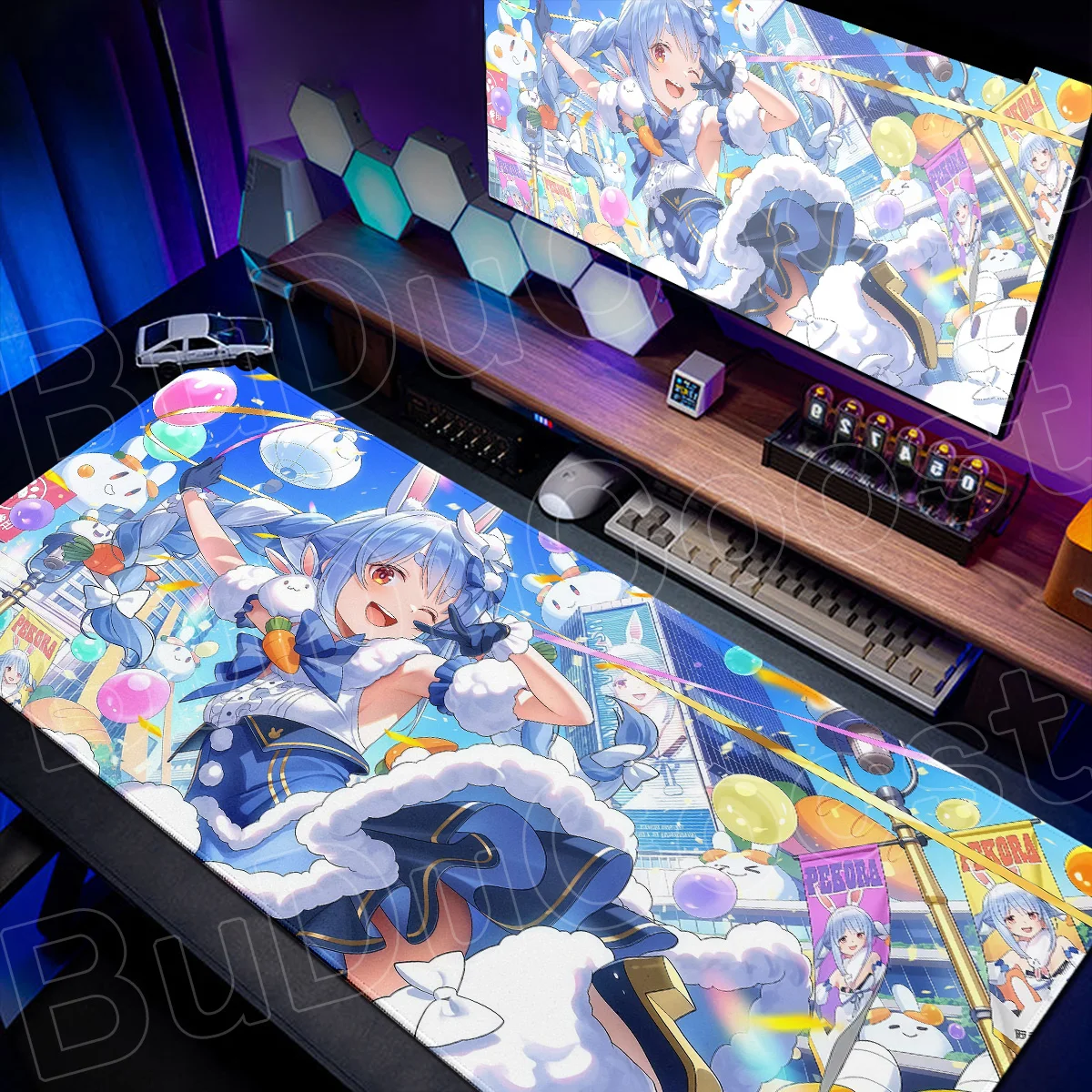 Anime Rabbit Girl Usada Pekora Mousepad Keyboard Gaming Speed Accessories Hololive XXL Gamer E-Sport Computer Non-slip Table Mat