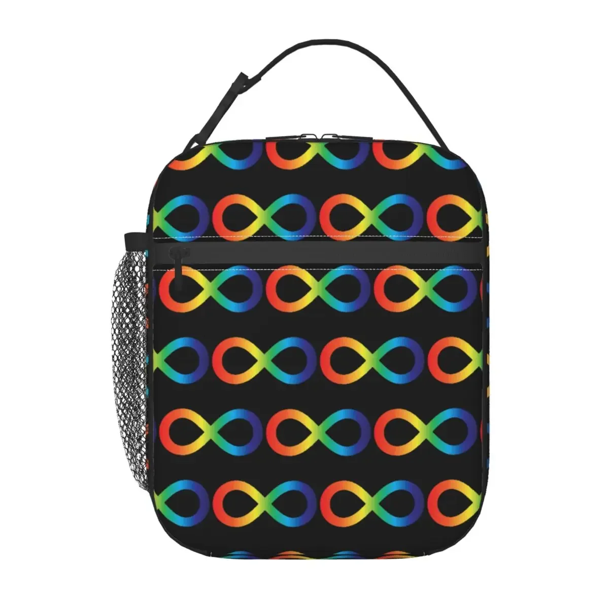 Rainbow Infinity Symbol Autism Acceptance Embrace Neurodiversity Awareness Insulated Lunch Bag Food Boxes Thermal Lunch Box Tote