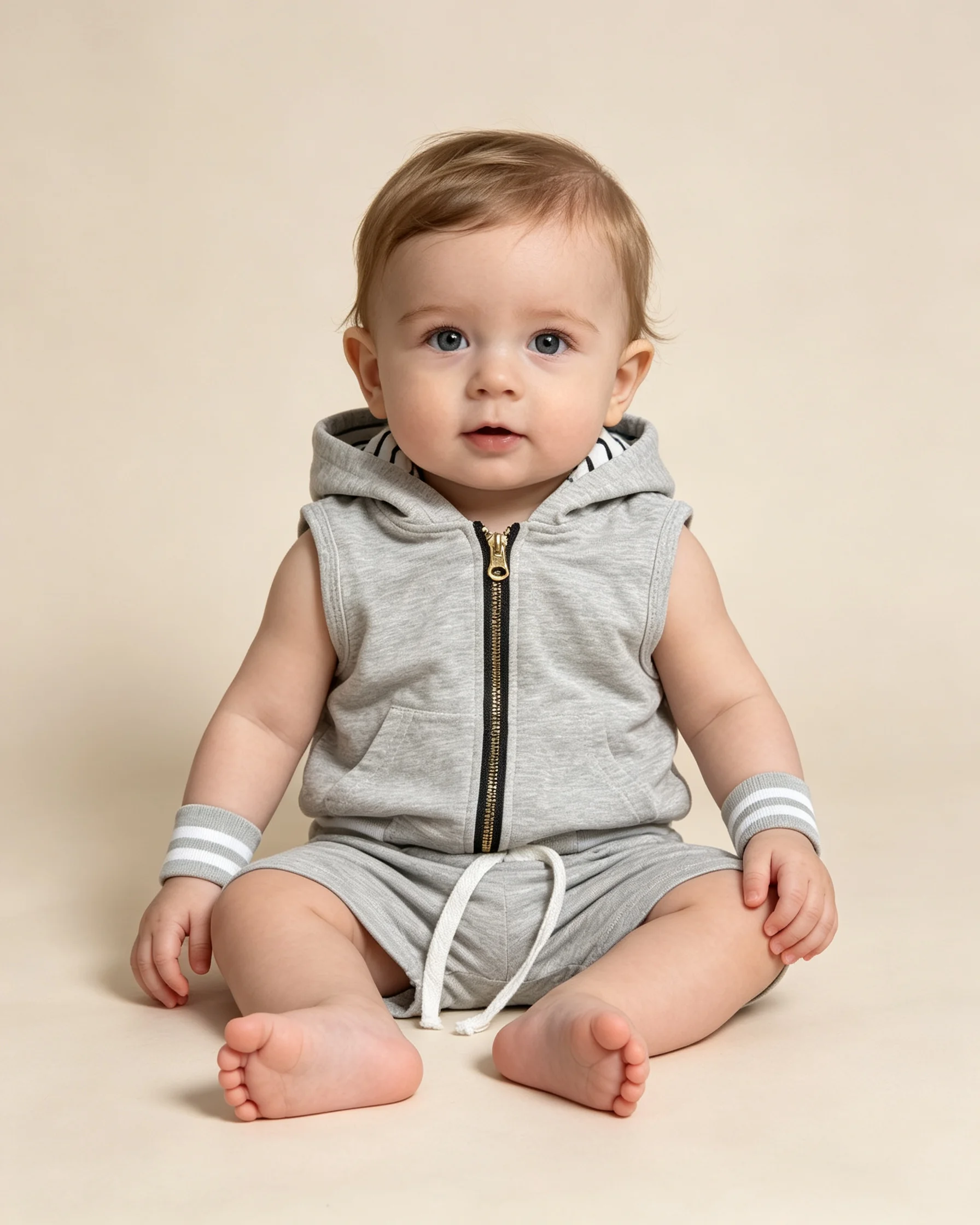 Baby Boys Hooded set sleeveless tops pant 2pcs Summer infant kids clothes outfits
