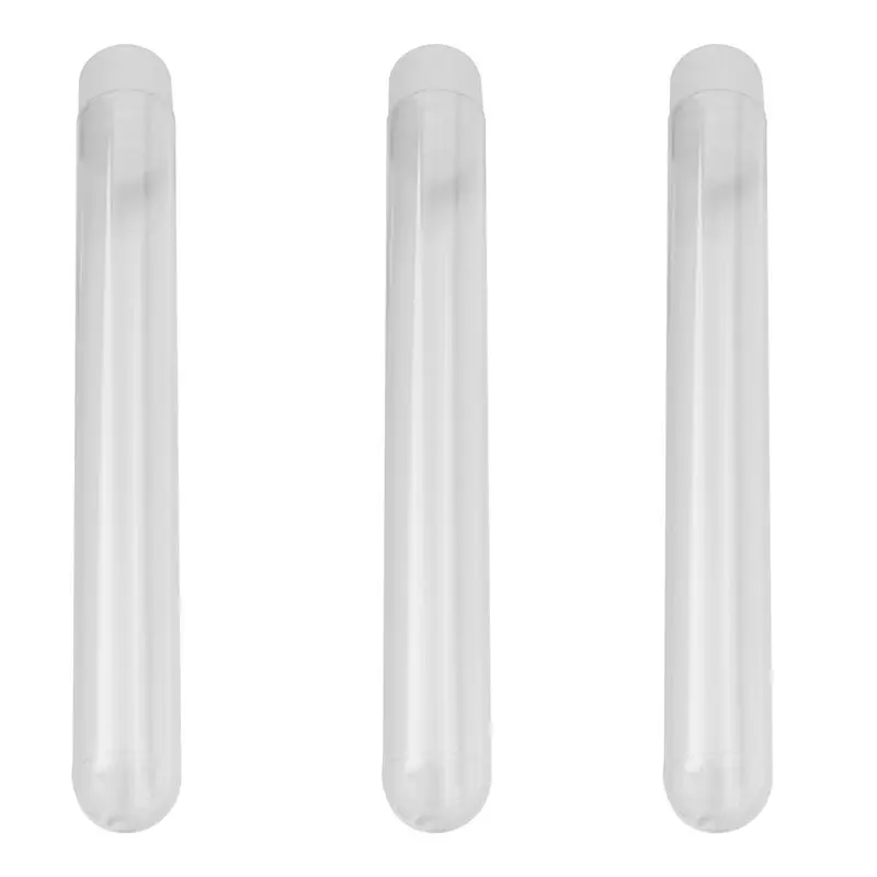 Ingenious-300Pcs 12X100mm Transparent Laboratory Clear Plastic Test Tubes Vials With Push Caps School Lab Supplies