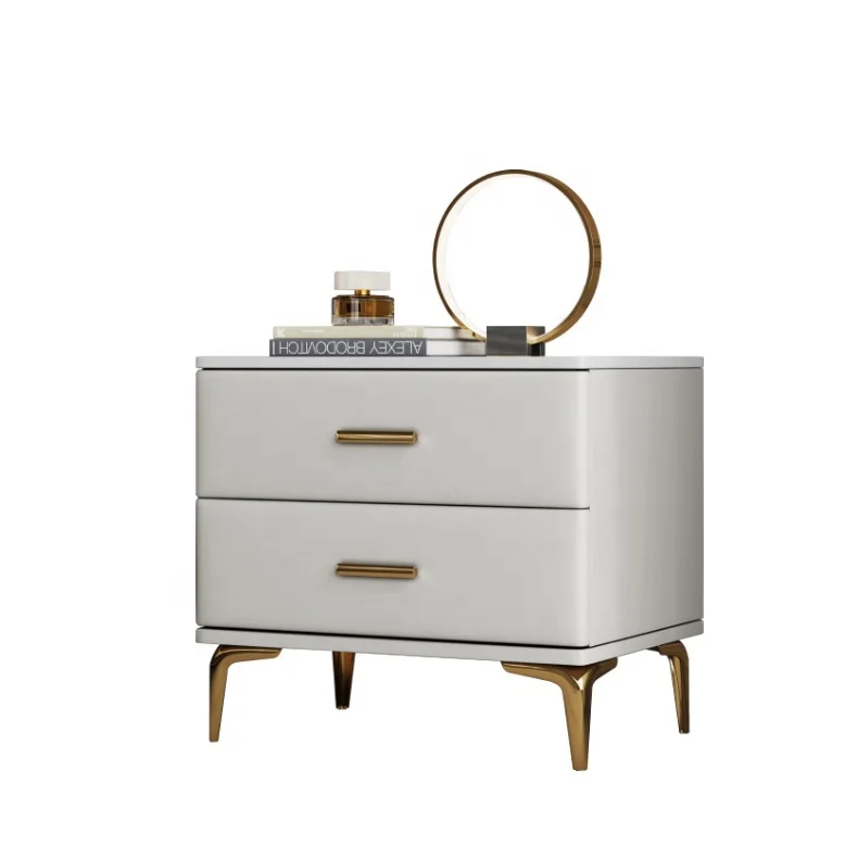 Italian Luxury Classical Cheap Metal Bedroom Furniture Wood End Table Side Nightstand with Drawer