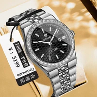 BINBOND nuevo Reloj para Hombre moda negocios calendario de diamantes luz nocturna de acero inoxidable Reloj de cuarzo resistente al agua Reloj para Hombre regalos