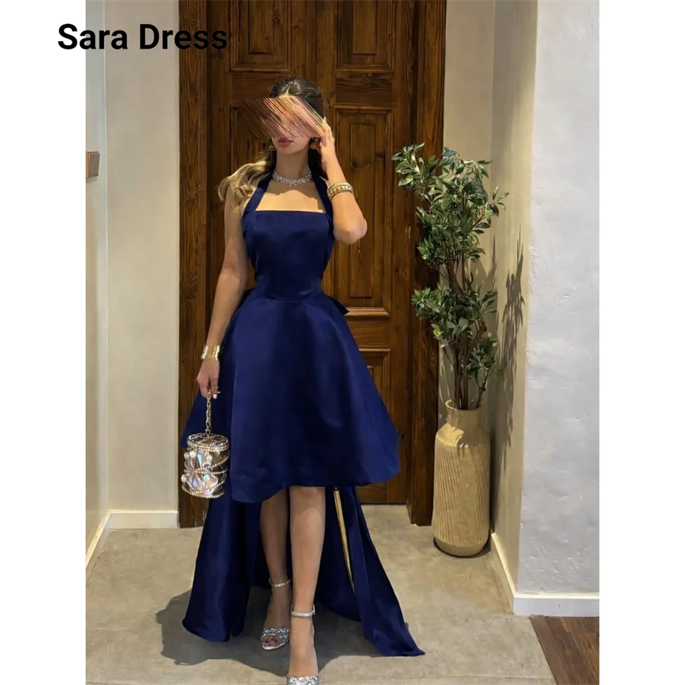 Vestido de Fiesta Elegante y Lujoso Sara, Personalizado, Sin Mangas, con Espalda Descubierta, Falda con Cola y Lazo, para Bodas, Vestido de Noche para Mujer