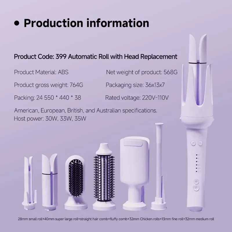 

High quality All-in-one Curling Iron Automatic Negative Ion Size Curling Without Damaging Hair Changing Curler