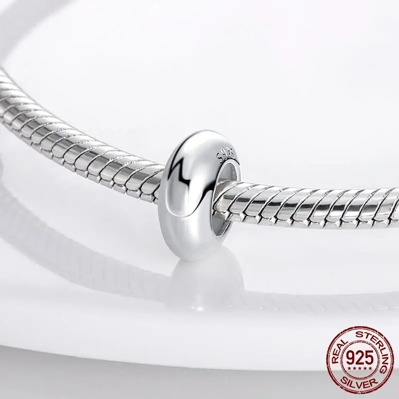 925 Silver Clasp Spacer CZ Pave Clip Beads Charms Silicone Spacer Stopper Charm Fit Original Bracelet Jewelry Clip