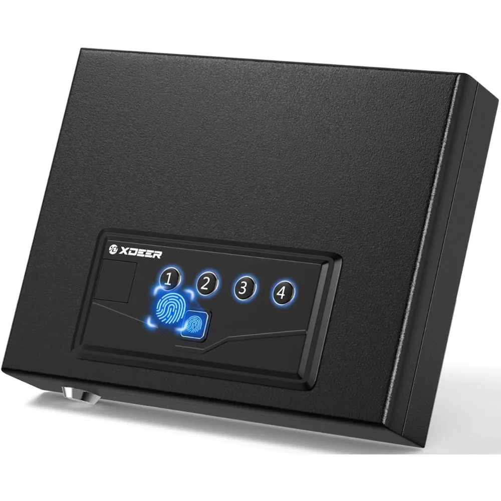 

S004 Сейф для биометрического пистолета — сейф для пистолета с быстрым доступом, противопожарным оружием, улучшенным отпечатком пальца, клавиатурой и ключом для дома, Bedsi