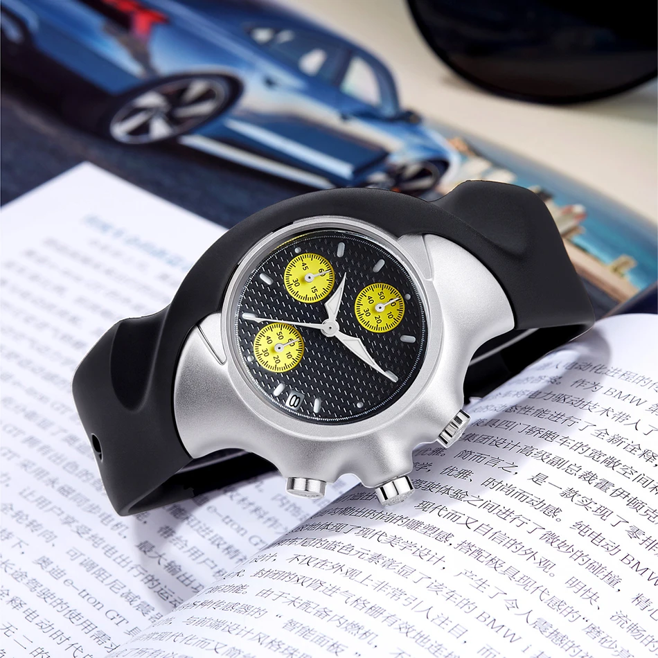 Orologio da ragazzo y2k dalla forma speciale Orologio da polso al quarzo da uomo alla moda con tre occhi europei e americani per ragazzi, regalo di nicchia