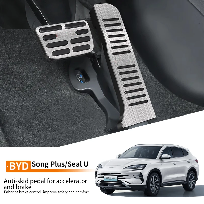 車のアクセルペダルカバー滑り止めブレーキペダルアルミインテリアアクセサリーbyd宋plus、sealion-06-dmi-ev-2020-2025用