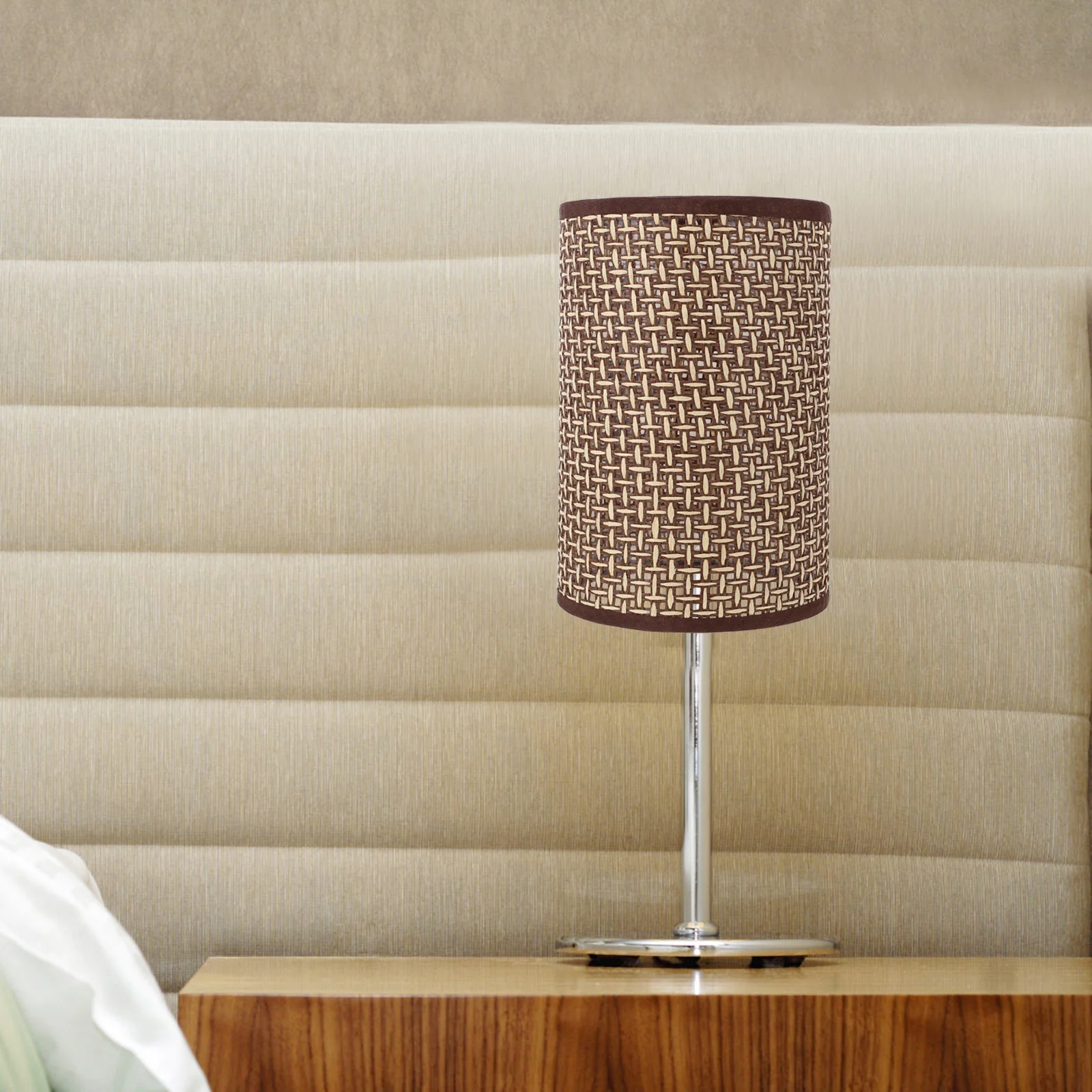 

Rattan Shade E14/E27 Base Table Lamp Cover Drum Style Woven Natural Light Holder For Living Room Bedroom Decor Floor Lamp