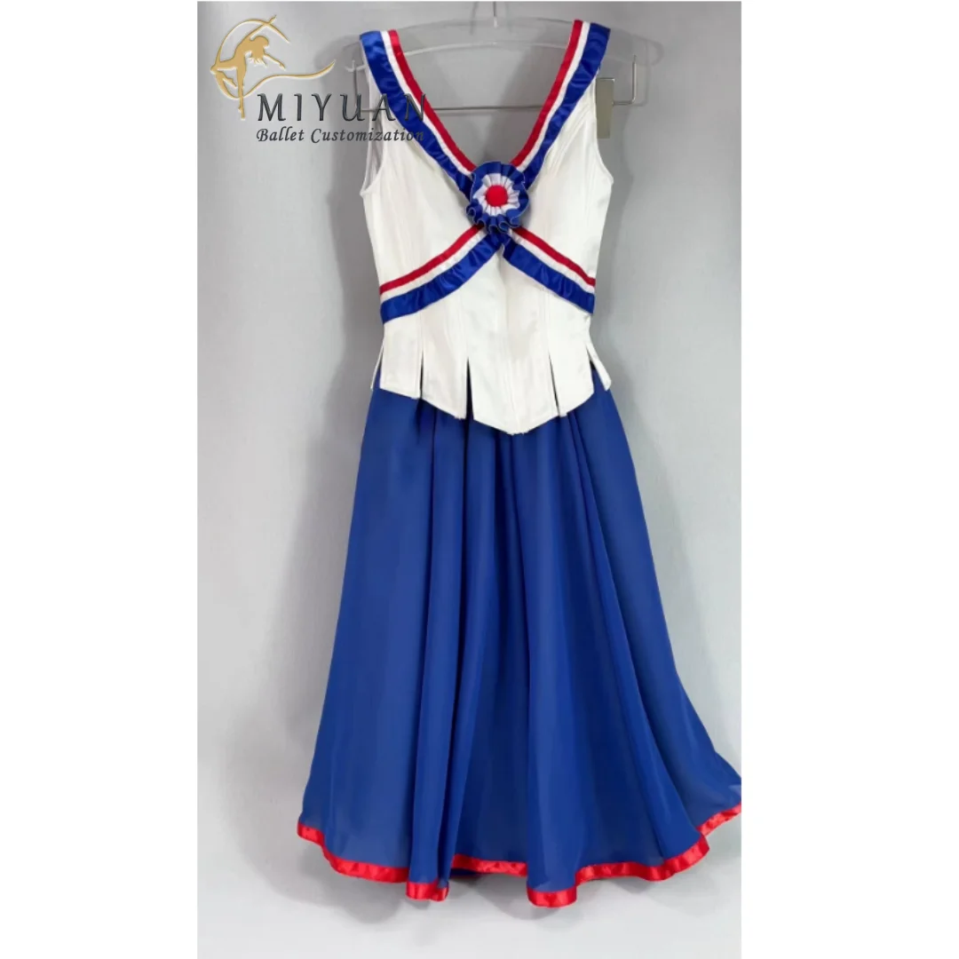 Paris Flame Variations tutu Haute Couture Adult Children Professional blue white red long gauze dress