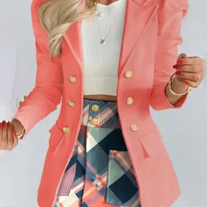 بأكمام طويلة بليزر ومجموعات فستان نسائي ، سترة مع تنورة قصيرة ، أحادية اللون ، بدلة من 2 قطعة ، شحن مجاني ، الصيف أفضل 6 بدلات نسائية مبيعا - رقم 6