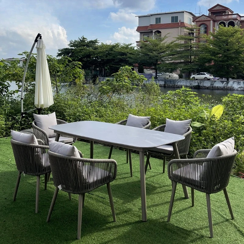 

Outdoor courtyard rope leisure dining table garden villa B & B waterproof and sun protection Simple combination furniture