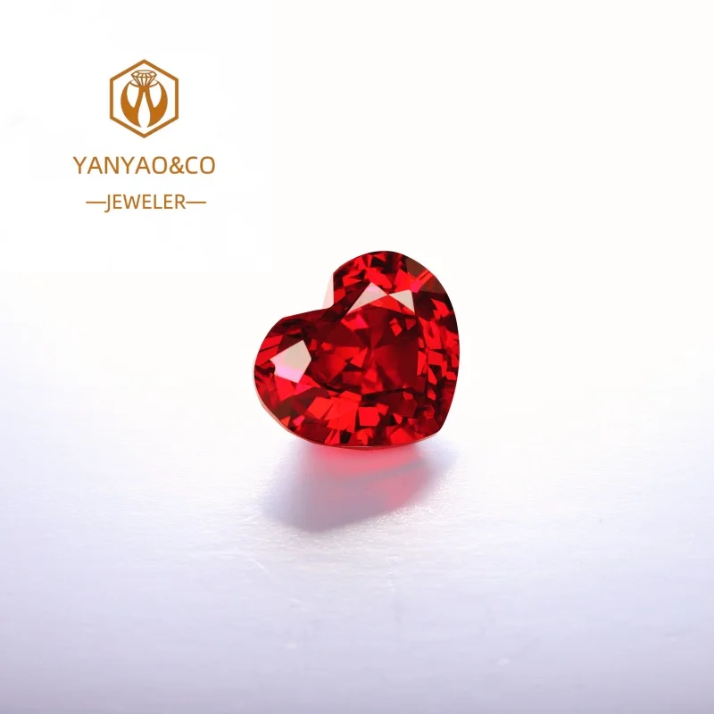 

Custom High Quality Heart Shaped 20x20mm Lab Grown Loose Ruby Stone Suitable for Handmade Jewelry Design