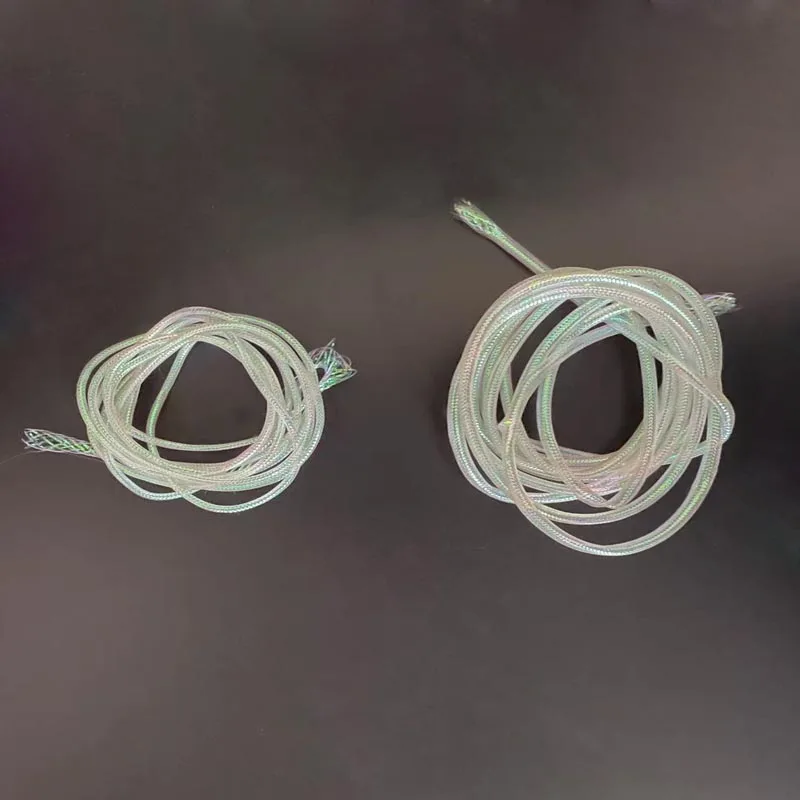 4meters Pearl White Holographic Circle Mylar Tube Fly Tying Materials Dia.2/4/6/8mm Braided Hollow Round Cord Streamer Rib Body
