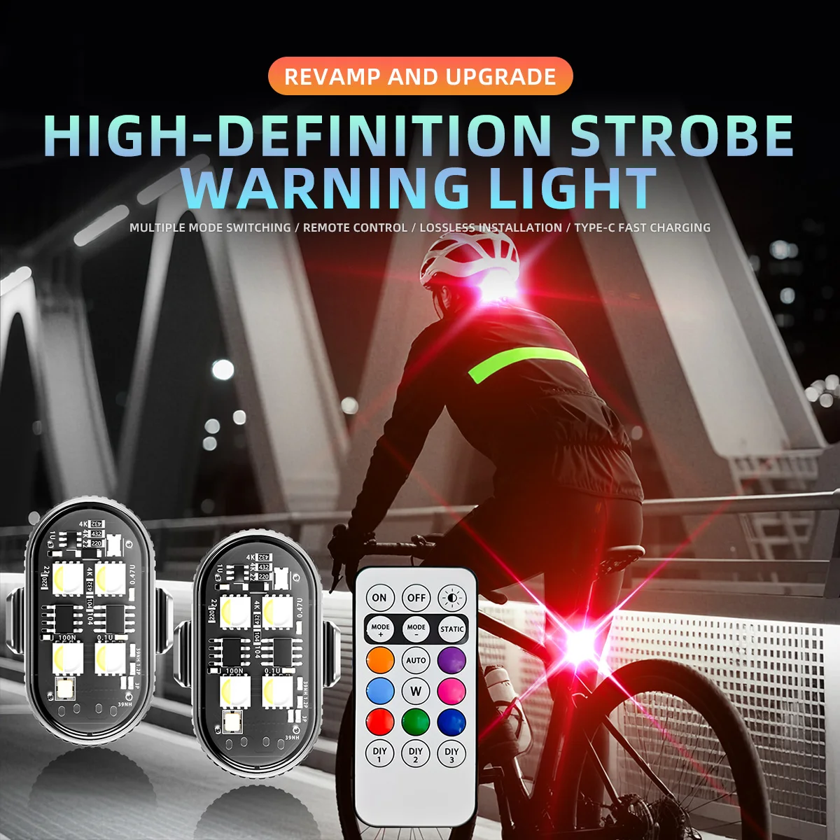 4 Lamp Beads Bicycle Helmet Led Light Rechargeable Safety Taillight Bike Motorcycles Accessories Helmet Moto USB Helmet Light