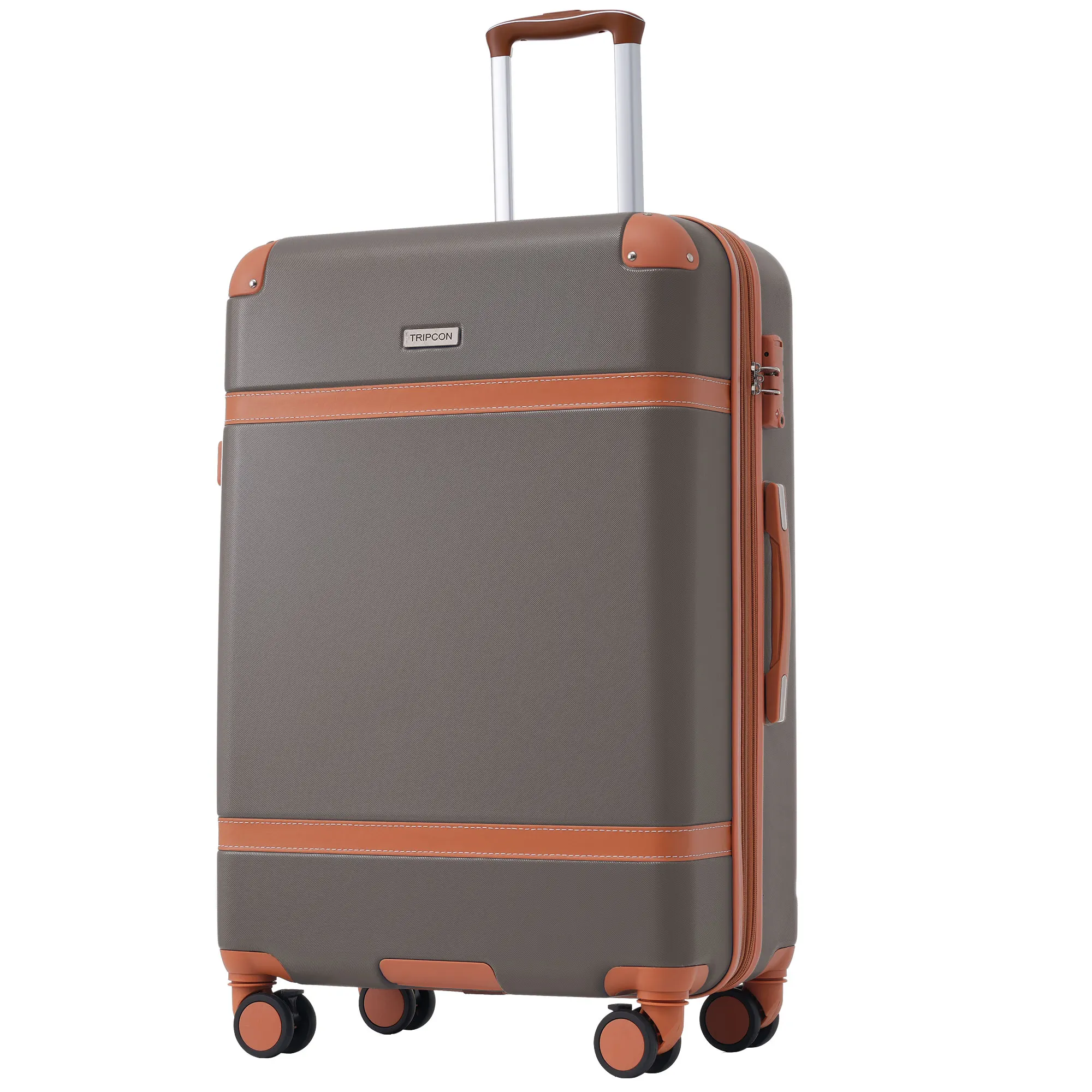 4 Rolls ABS Material TSA Custom Lock TSA suitcase hand luggage Hard Shell Suitcase Trunk Case 77.5*50.5*30 Brown