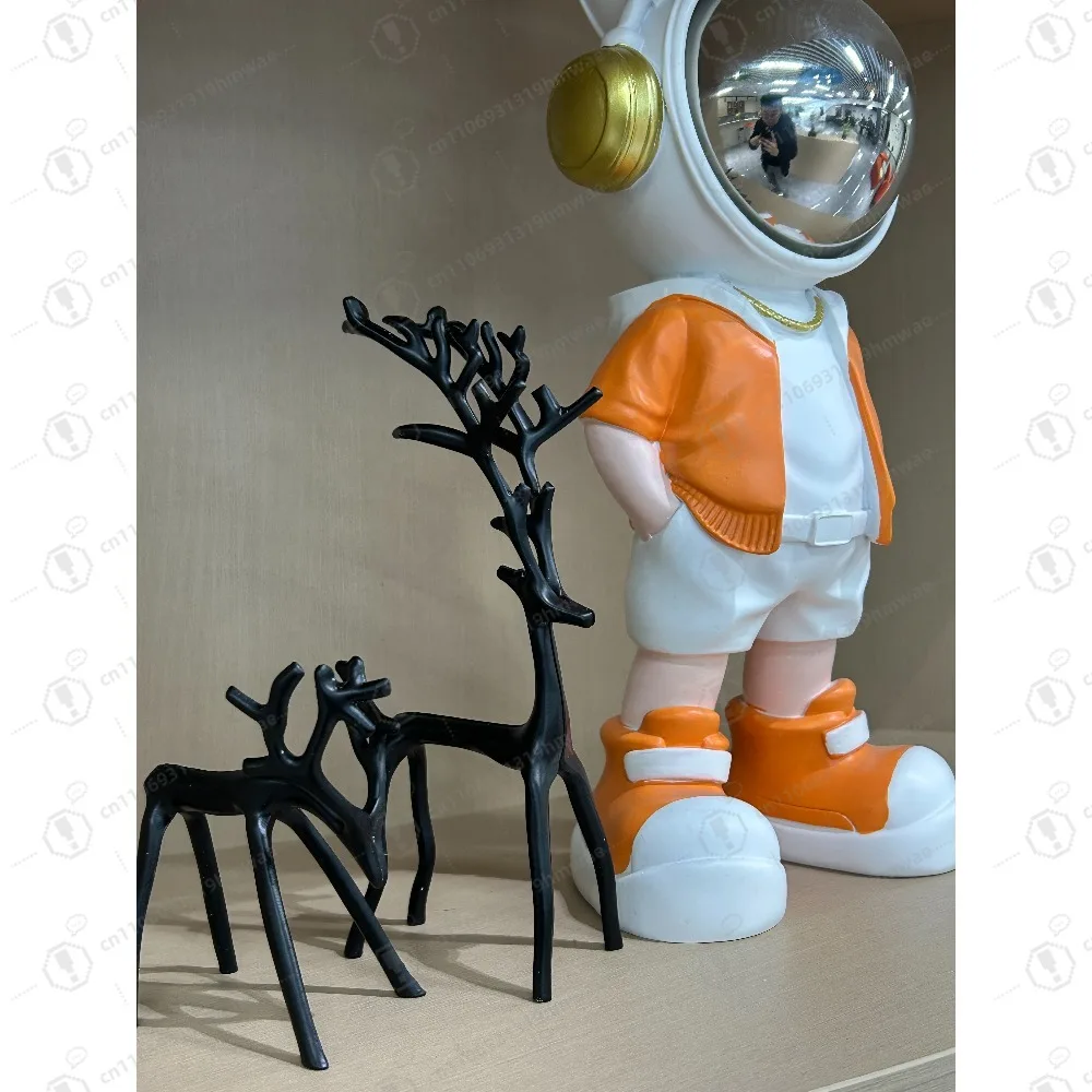 

Christmas Decorations - Set of 2 Black Reindeer Statues - Modern Xmas Figurines Elegant Indoor Holiday Decor -Table Centerpieces