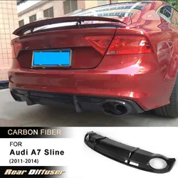 Car Rear Bumper Diffuser Lip Spoiler for Audi A7 Sline 2011-2014 Racing Rear Diffuser Apron Lip Guard Body Kit Carbon Fiber