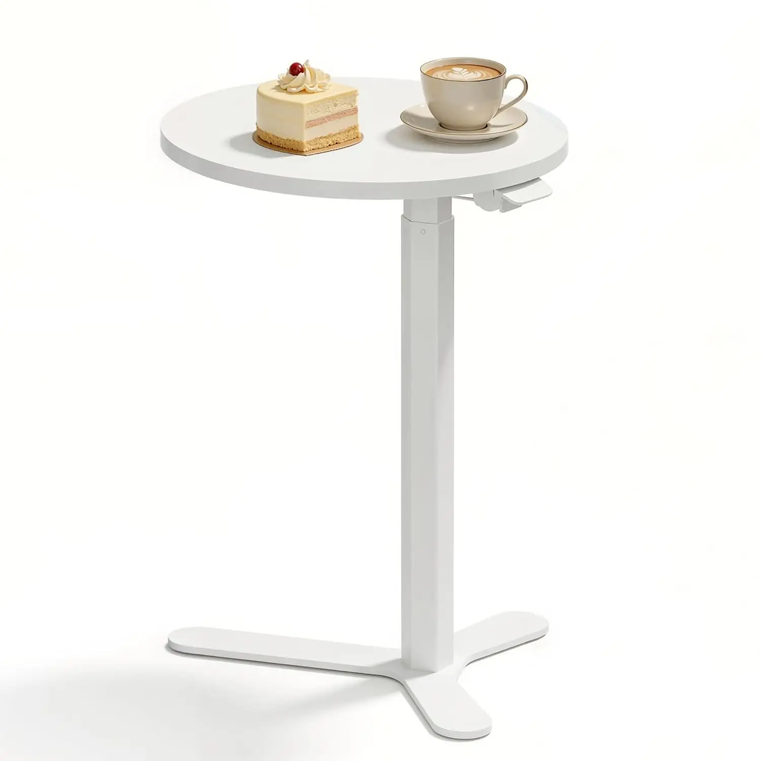 

Pneumatic Height Adjustable Round Side Table, 19.7" Portable Bar Table, Wooden Overbed Table for Laptop, Snacks &, Customized