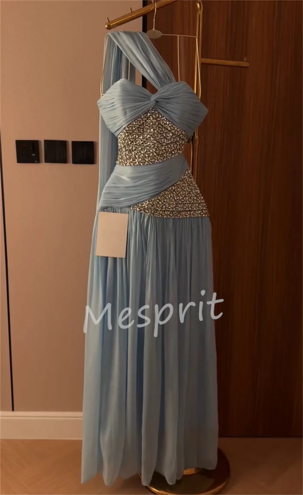 Customized Pastrol Chiffon Sequined Pattern A-line Sweetheart Long Bespoke Occasion Prom Dresses Classic