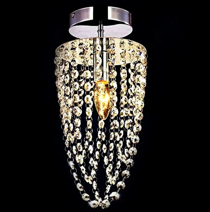 Chandelier Crystal Lighting Lustre K9 Crystal Stainless Steel Frame D16cm H35cm Luminaria Lampe Cristal Lustre Lustres De Sala