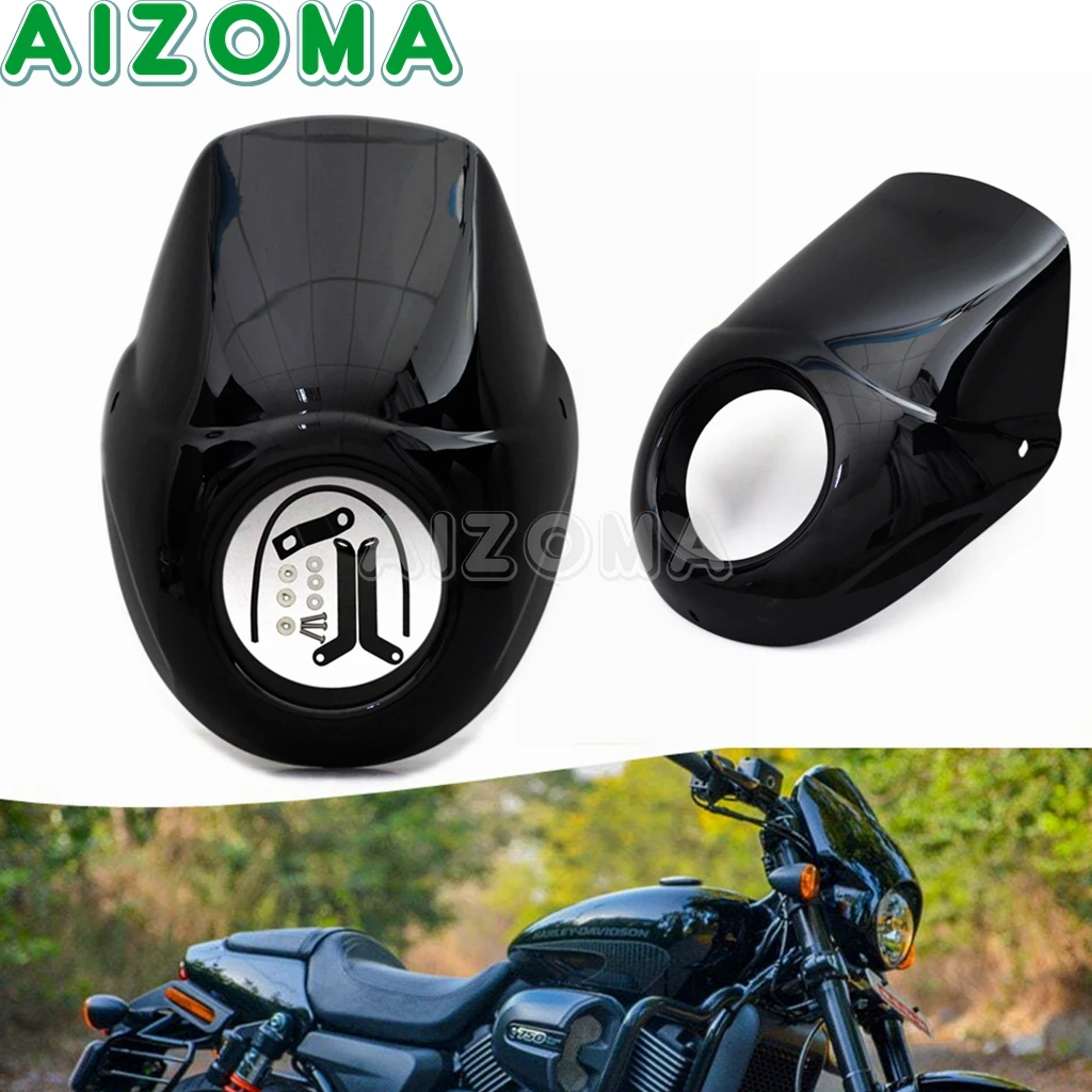 Black Motorcycles ABS Headlight Fairing Kit For Harley Street 500 750 Street Rod XG750A XG750 XG500 Headlamp Cover Mask