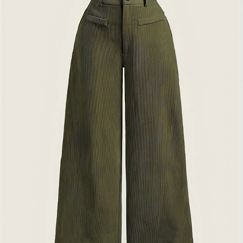 가을 겨울 하이웨이스트 와이드 레그 팬츠 여성 캐주얼 루즈 팬탈로네스 패션 다용도 얇은 단색 와이드 레그 바지