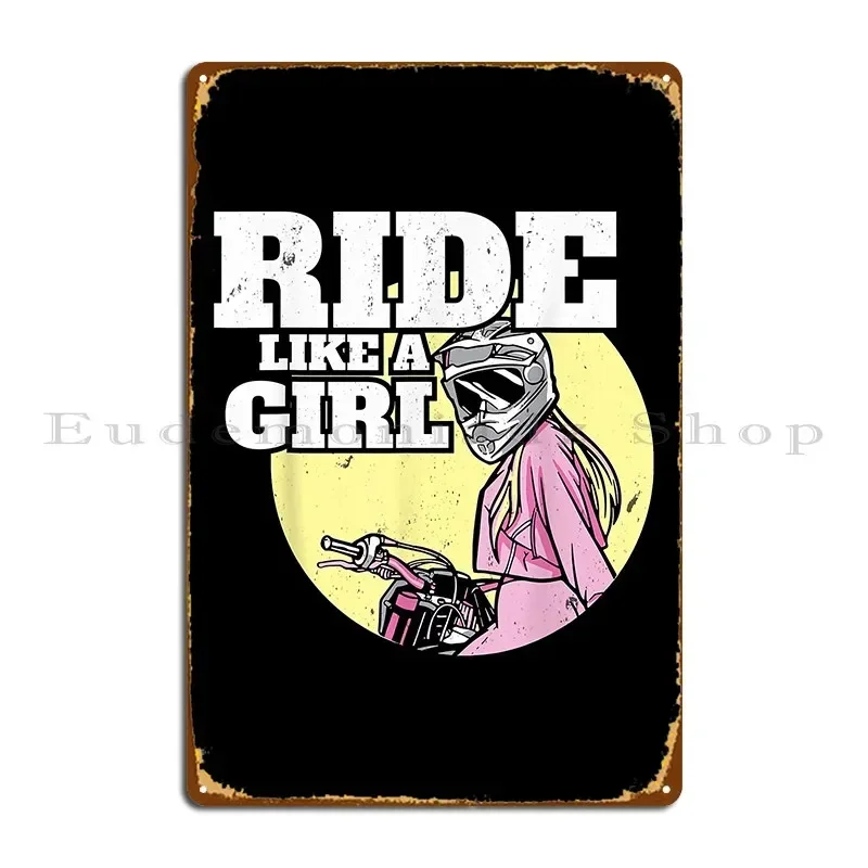 Металлическая табличка «Offroad Bike I Motocross I Girl Dirt Biker Ride Like A Girl» для декора кухни и кинотеатра