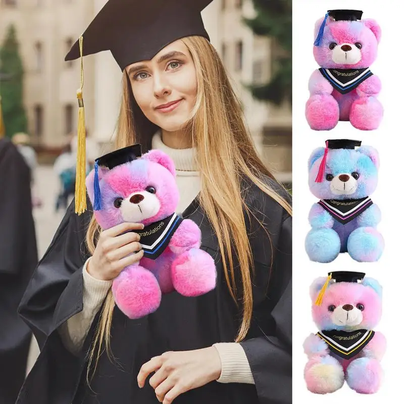 Cute Graduation Plush Bear Toy With Grad Caps Soft And Comfortable Stuffed Animal Bear Plushie Decor Toy Gift For Kids Adults