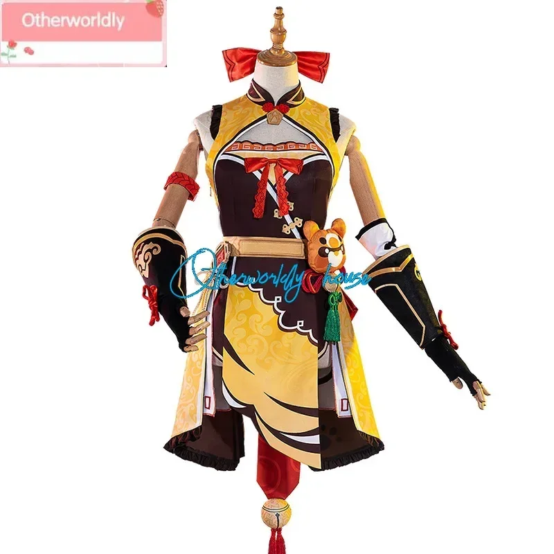 Anime Genshin Impact Xiangling Cosplay Costume parrucca donne vestito Halloween Party Outfit uniforme Xiang Ling Costume Cosplay puntelli