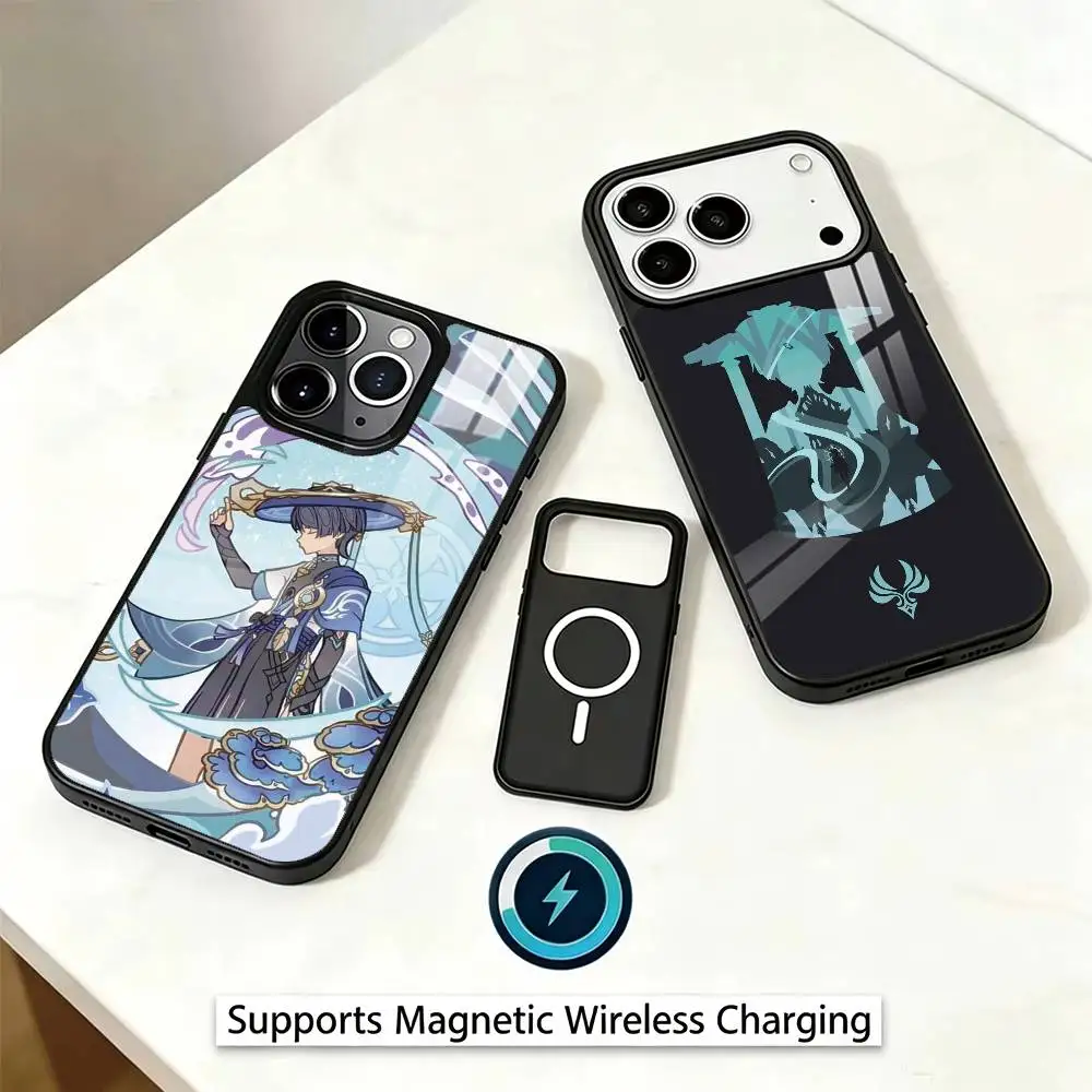 Genshin impact W-Wanderer Phone Case For iPhone17,16,15,14,13,12,11 Plus,Pro Magnetic Supports Magnetic Wireless Charging