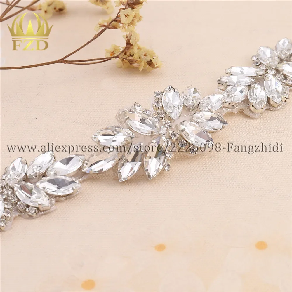 (1yard) Hot Fix Sew on Silver Beaded Crystal Trims Rhinestones Fashion Chain Trim for Wedding Dress or Sash Apply for Crafts