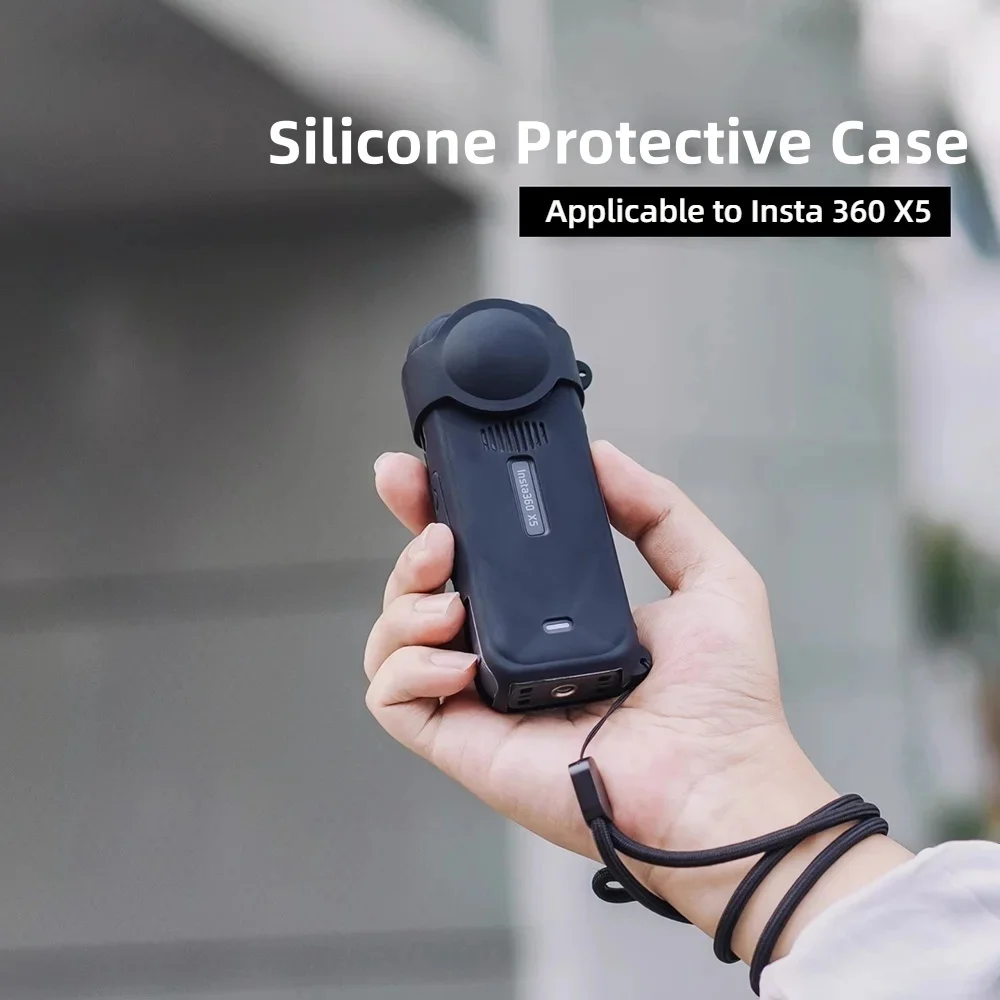 Silicone Protective Case for Insta360 X5 Soft Shockproof Anti-Scratch Full Body Cover with Lens Cap 360X5 Camera Accessories