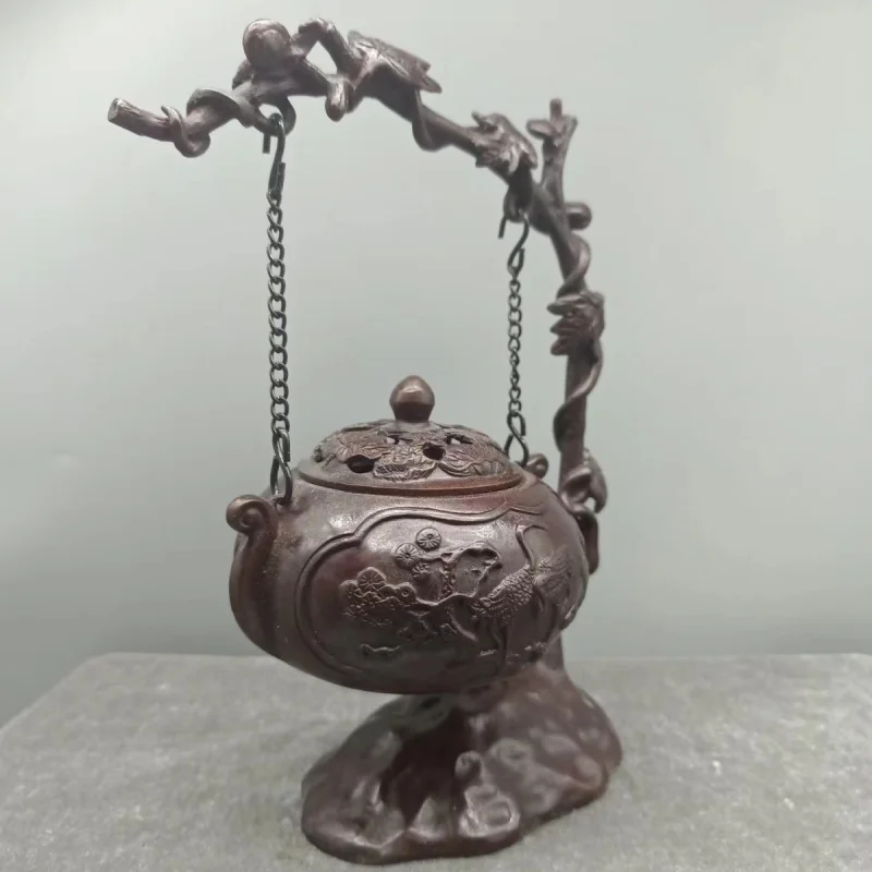 Antique Vintage Antique Bronze Hanguing Furnace decoration Househang Desk decoration Aroma Burner decoration