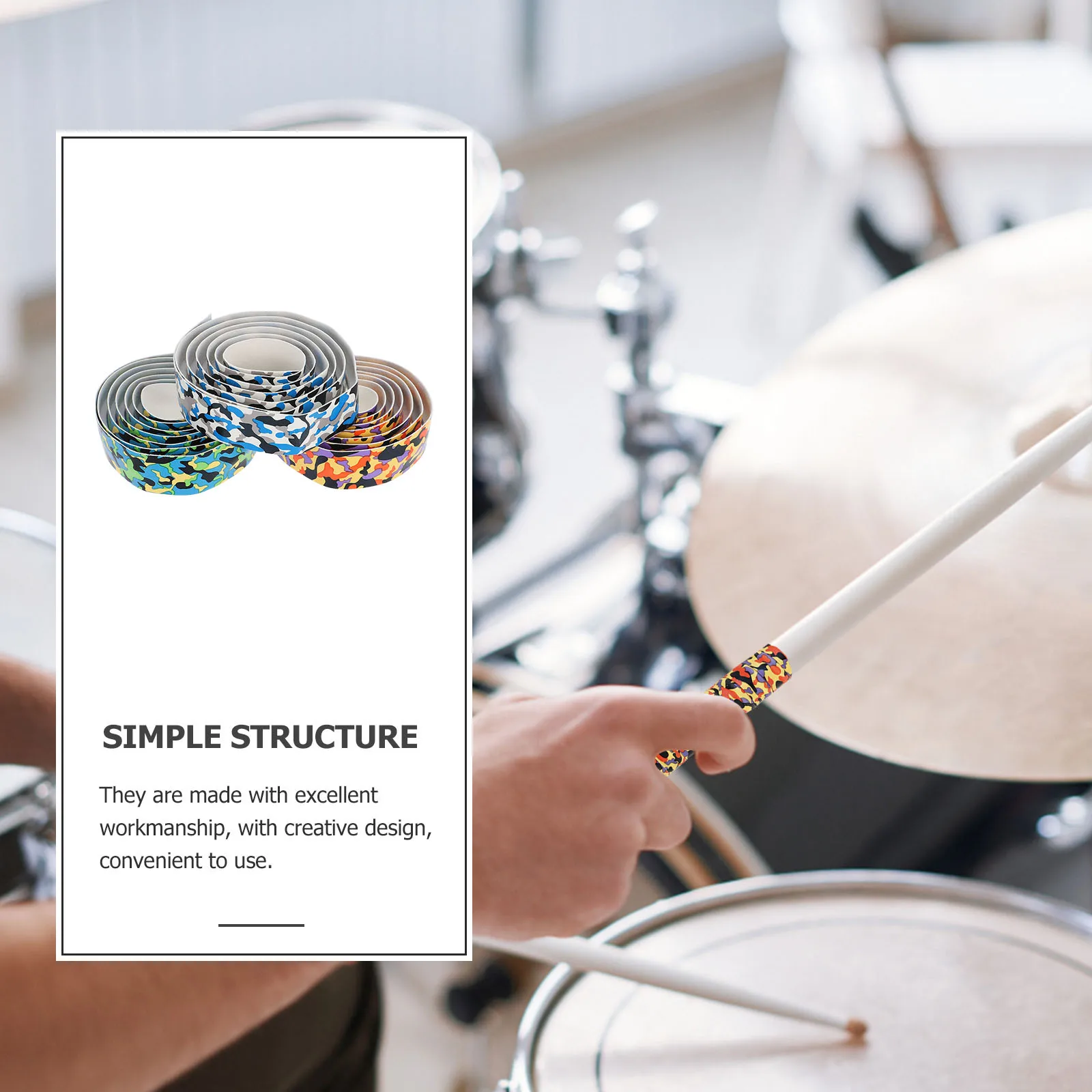 

6Pcs Drum Stick Non-Slip Tapes Shock-Absorbing Wrap Tennis Badminton Squash Racket Accessories Drum Stick Tape